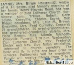 Bertha Adelia "birgie" Houser Sayne