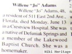 Willene Jo Cook Adams