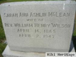 Sarah Ann Ashlin Mclean Wilson