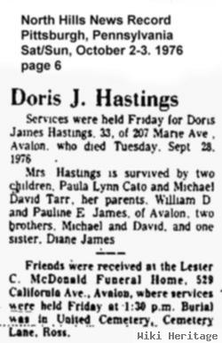 Doris K James Hastings