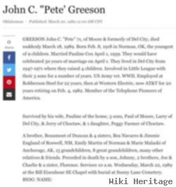 John C "pete" Greeson