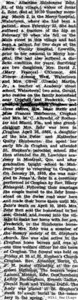 Albertine Shinbourne Zehr