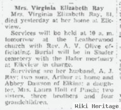 Virginia Elizabeth Shaffer Ray