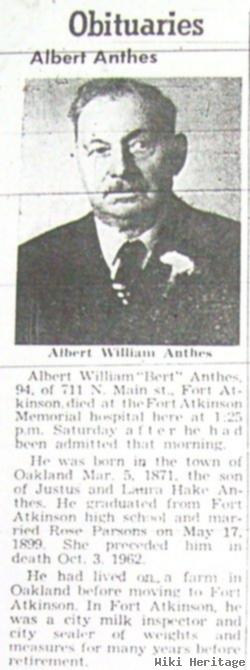 Albert W "bert" Anthes