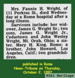 Fannie H Wright