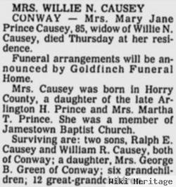 Mary Jane Prince Causey