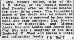 Nannie F West Mccoy