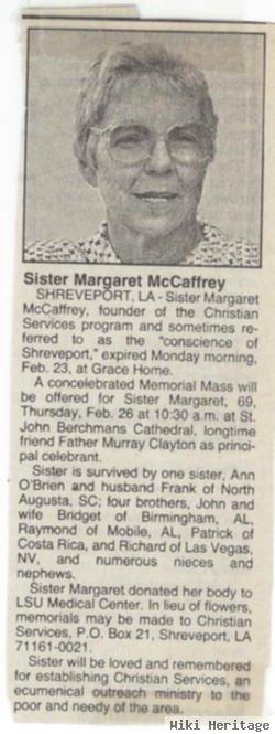 Sr Margaret Mccaffrey