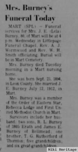 Lela Mae Rutherford Burney