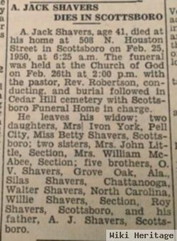 A.j. "jack" Shavers