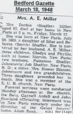 Derbie May Shaffer Miller