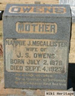 Nannie J Mccallister Owens