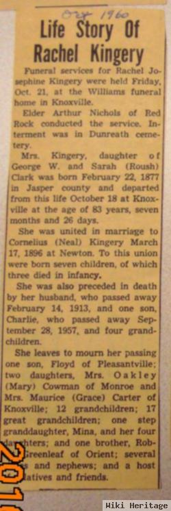 Rachel Josephine "jose" Clark Kingery