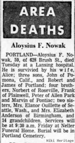 Aloysius F "al" Nowak